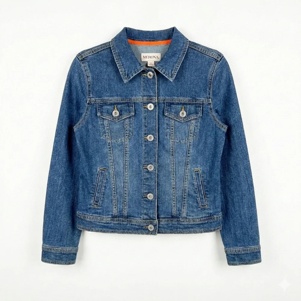Merona Kids Small Denim Jacket Orange Trim